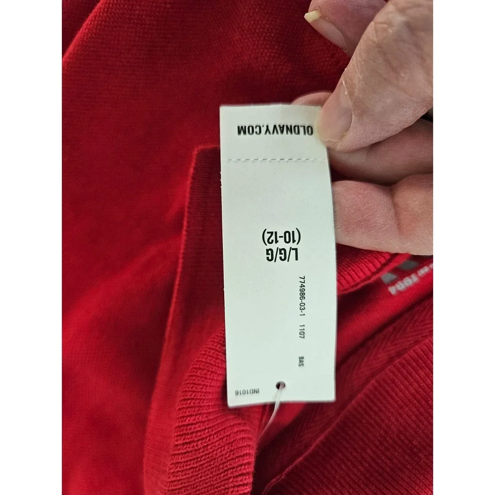 Kids Red Long Sleeve Polo Shirt Cotton‎ Casual School Uniform Top Size L 10-12